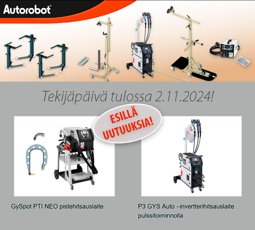 tekijapaiva-2024 Autokorjaamon tekijäpäivän mainoksessa autokorjaamolaitteita